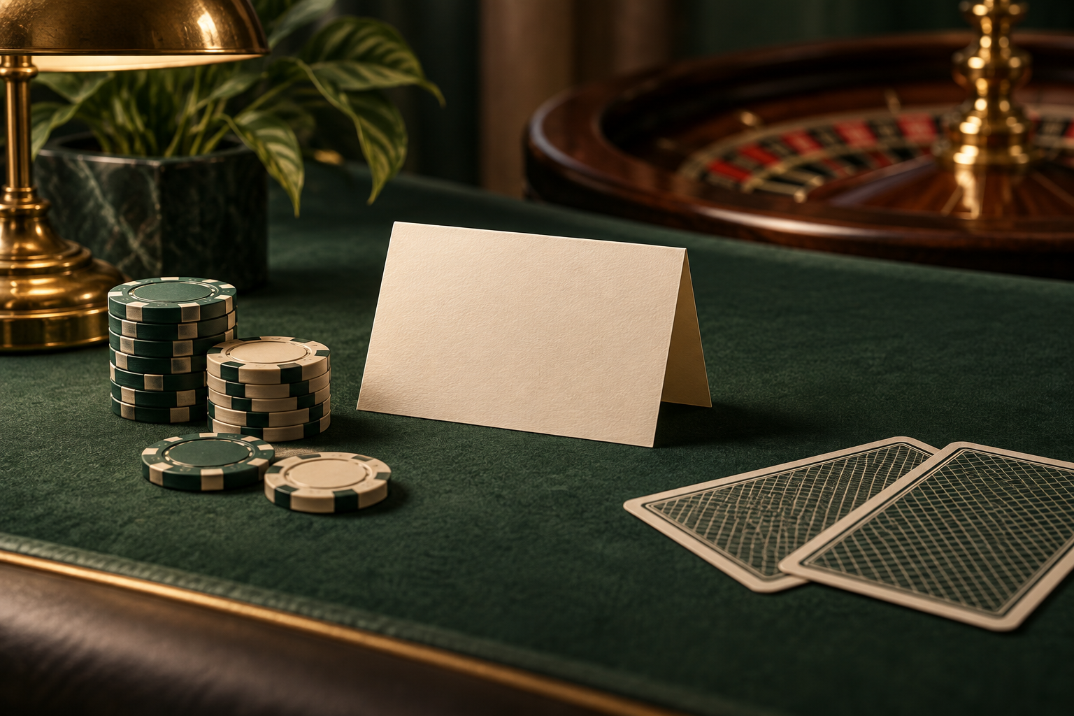 Kartu casino, chip dan dokumen untuk pemeriksaan transaksi